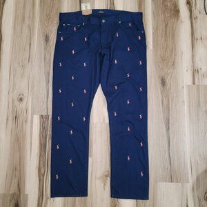 Polo Ralph Lauren Pants Mens 40x34 Navy Blue Sullivan Slim Rope Dye Pony